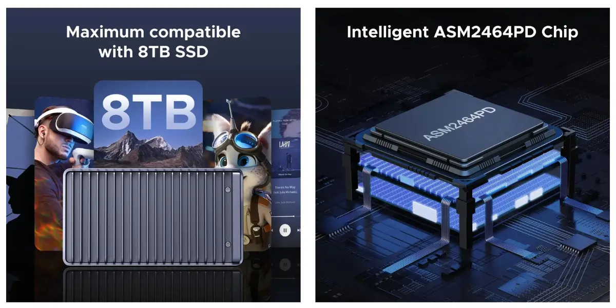 UGREEN D700 40GBPS M2 NVMe SSD Enclosure Front View