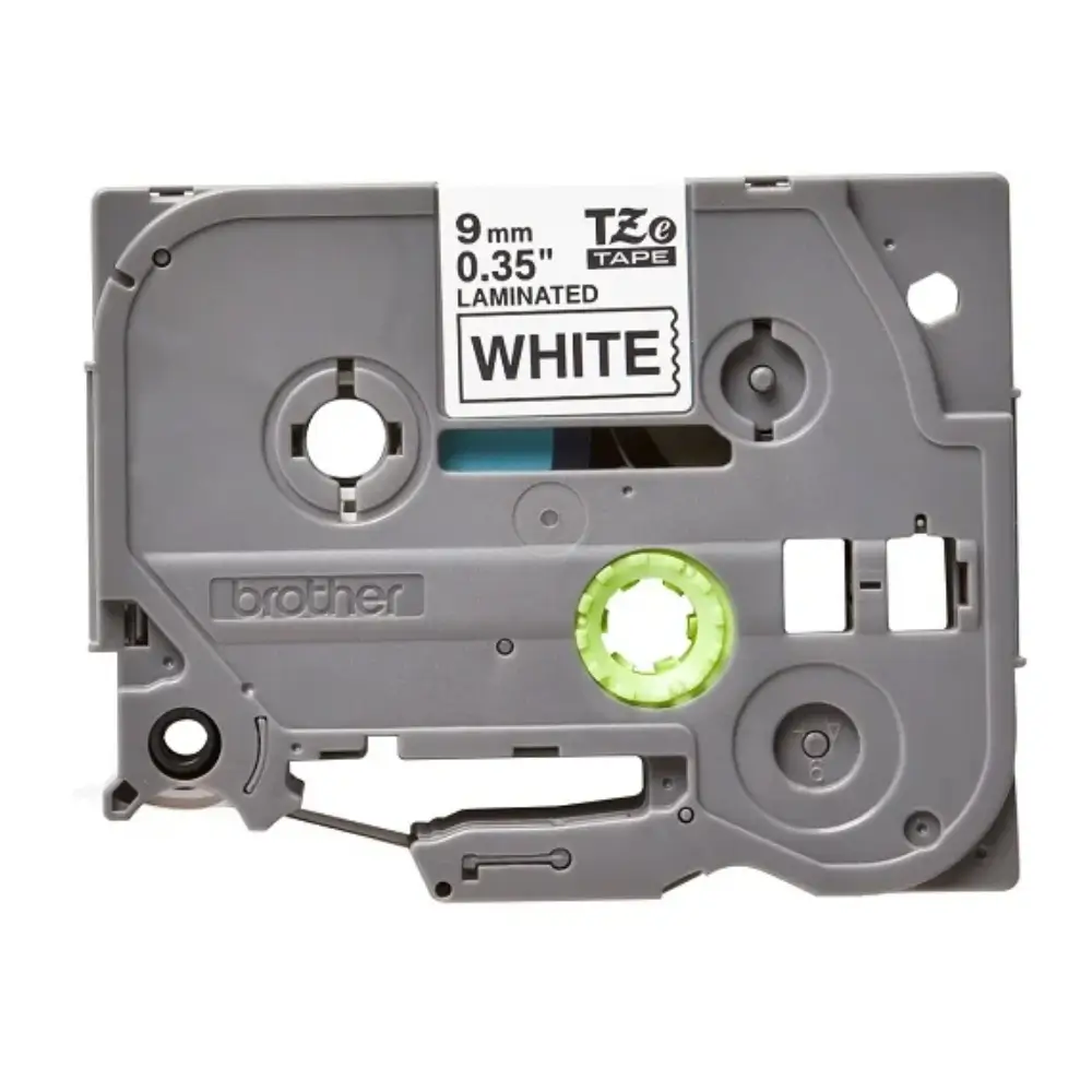 Brother Tze 221 Black On White Label Tape Closeup Brother Tze 221 Black On White Label Tape Closeup