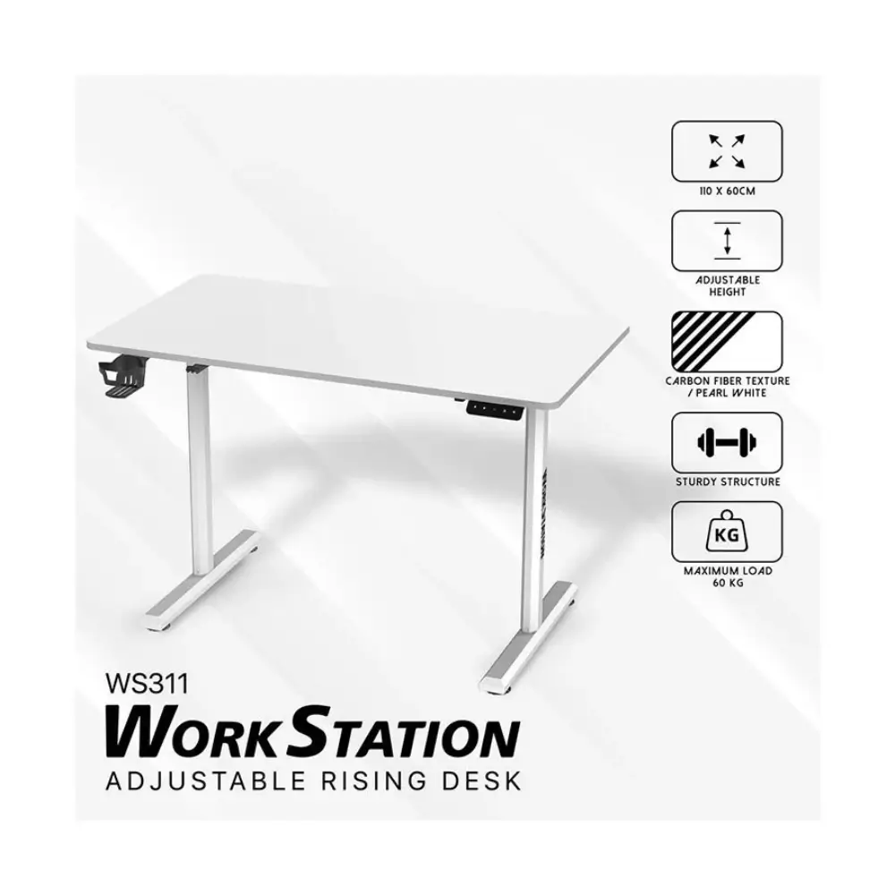 Fantech WS311 White Gaming Desk Adjustable Design
