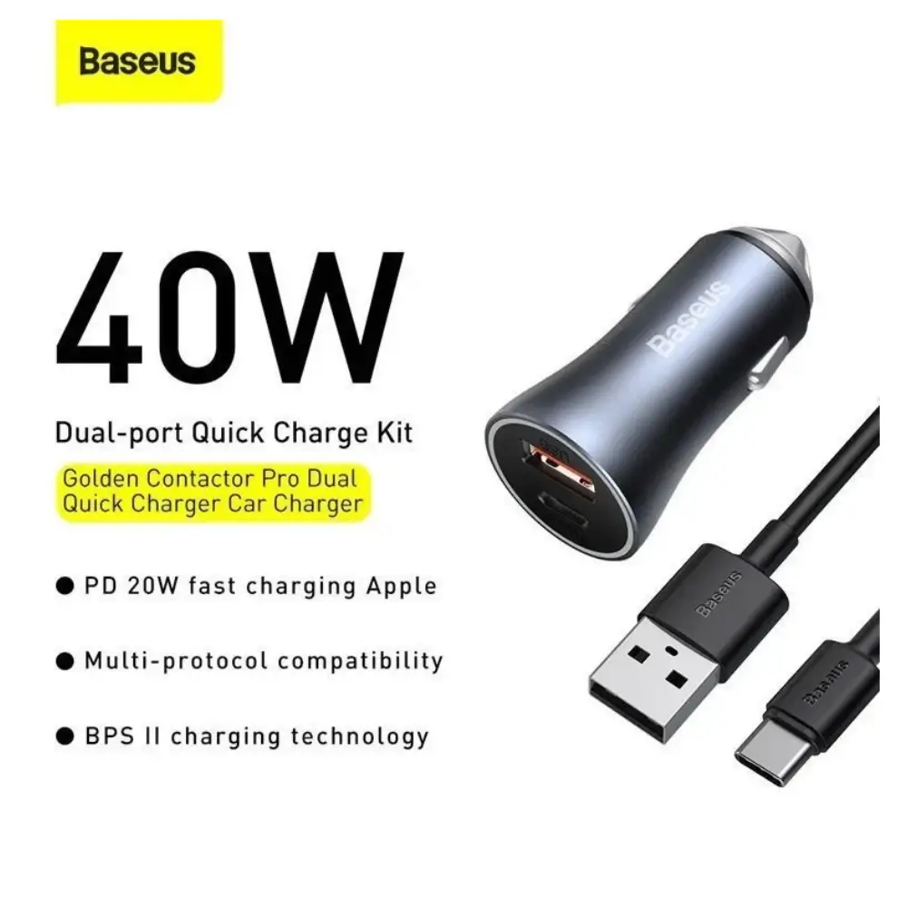 Baseus Golden Contactor Pro USB a USB C Dual Port Charging Baseus Golden Contactor Pro USB a USB C Dual Port Charging
