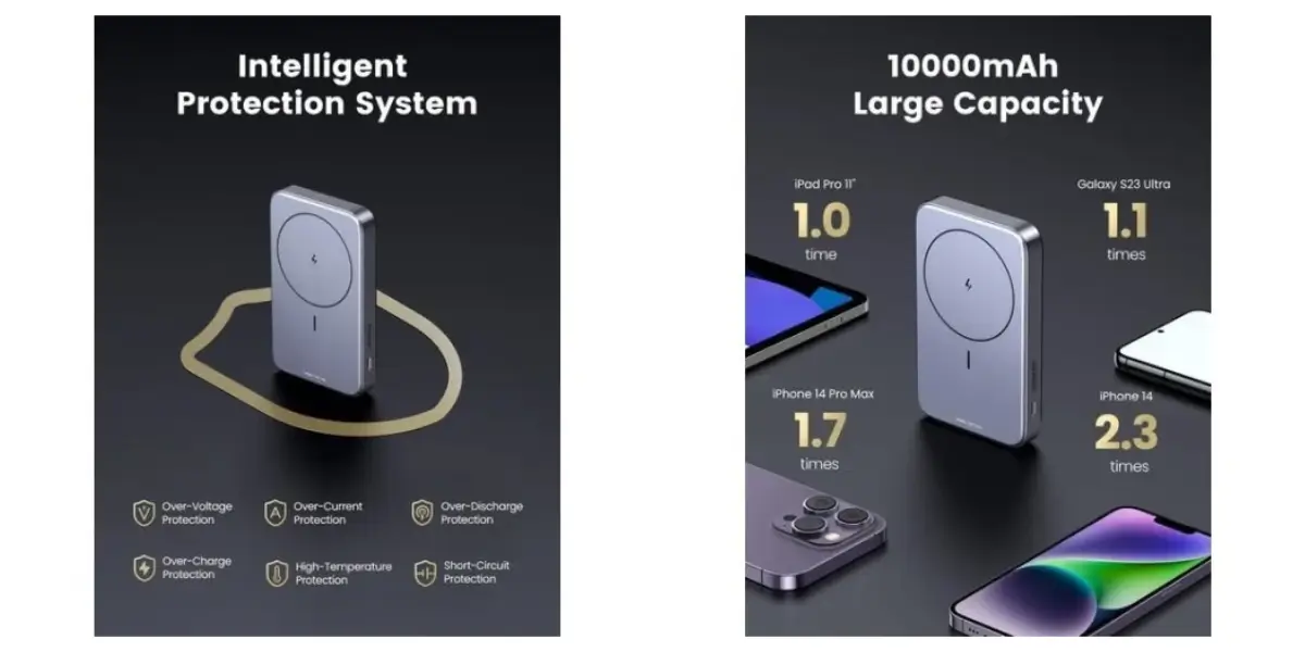 UGREEN PB206 Magnetic Wireless Power Bank space Grey