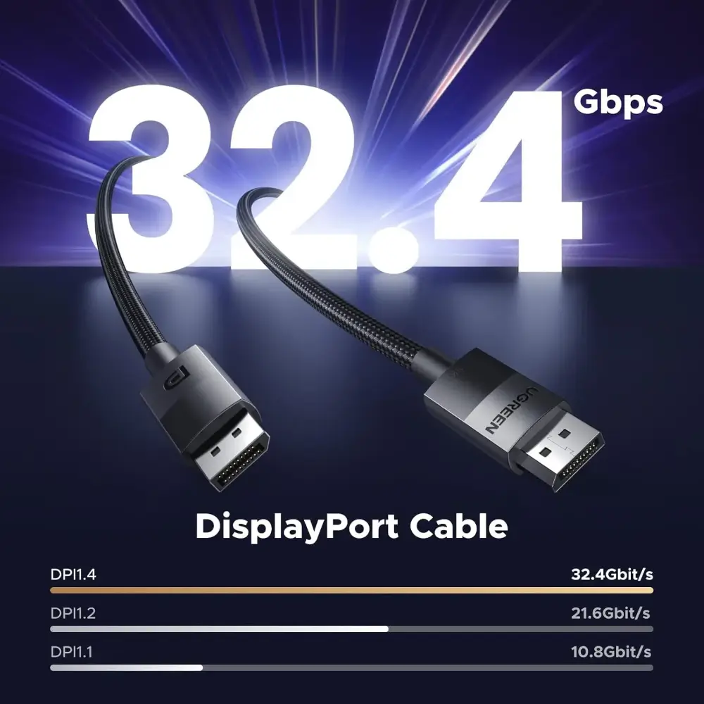 UGREEN Dp To Dp Cable Braided Sheath Gold Plated Pins