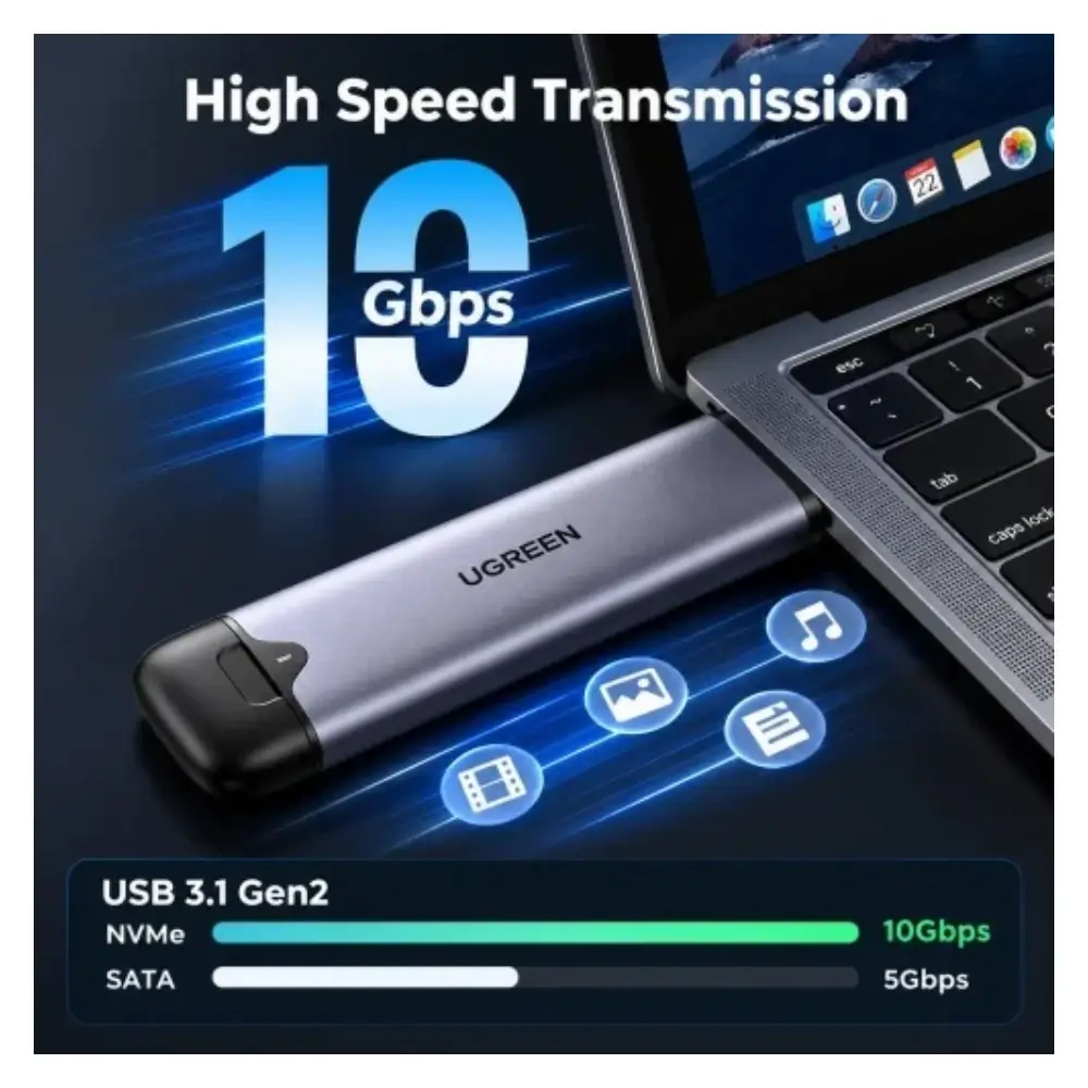 UGREEN CM353 USB C USB a Connectors Closeup UGREEN CM353 USB C USB a Connectors Closeup