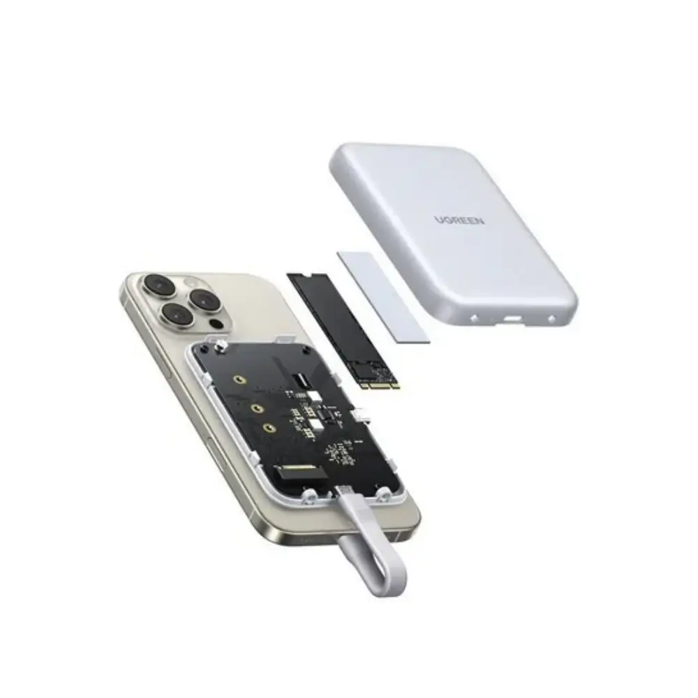 UGREEN D619 Magnetic SSD Enclosure Phone Attached