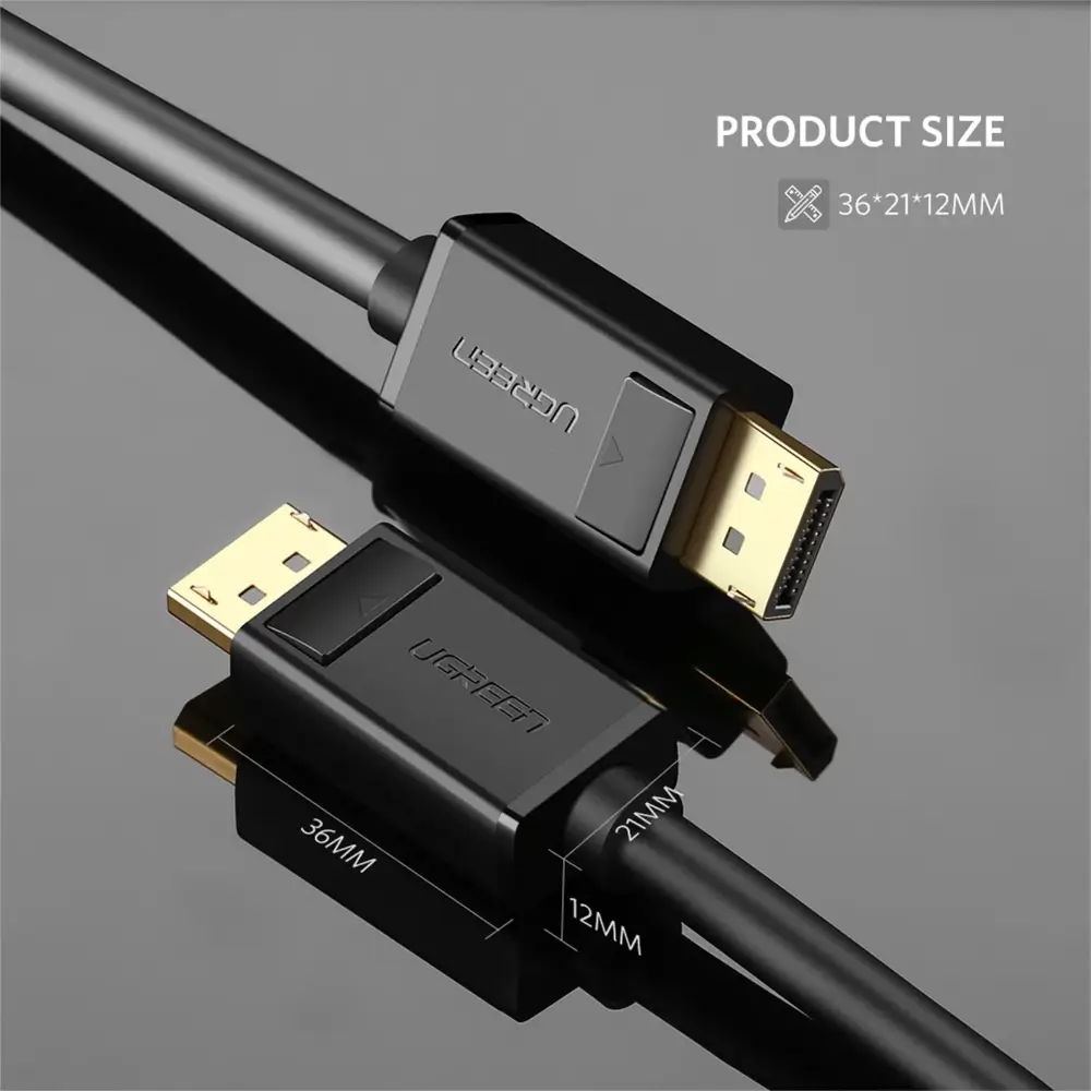 UGREEN DP102 Gold Plated Displayport Connector Closeup UGREEN DP102 Gold Plated Displayport Connector Closeup