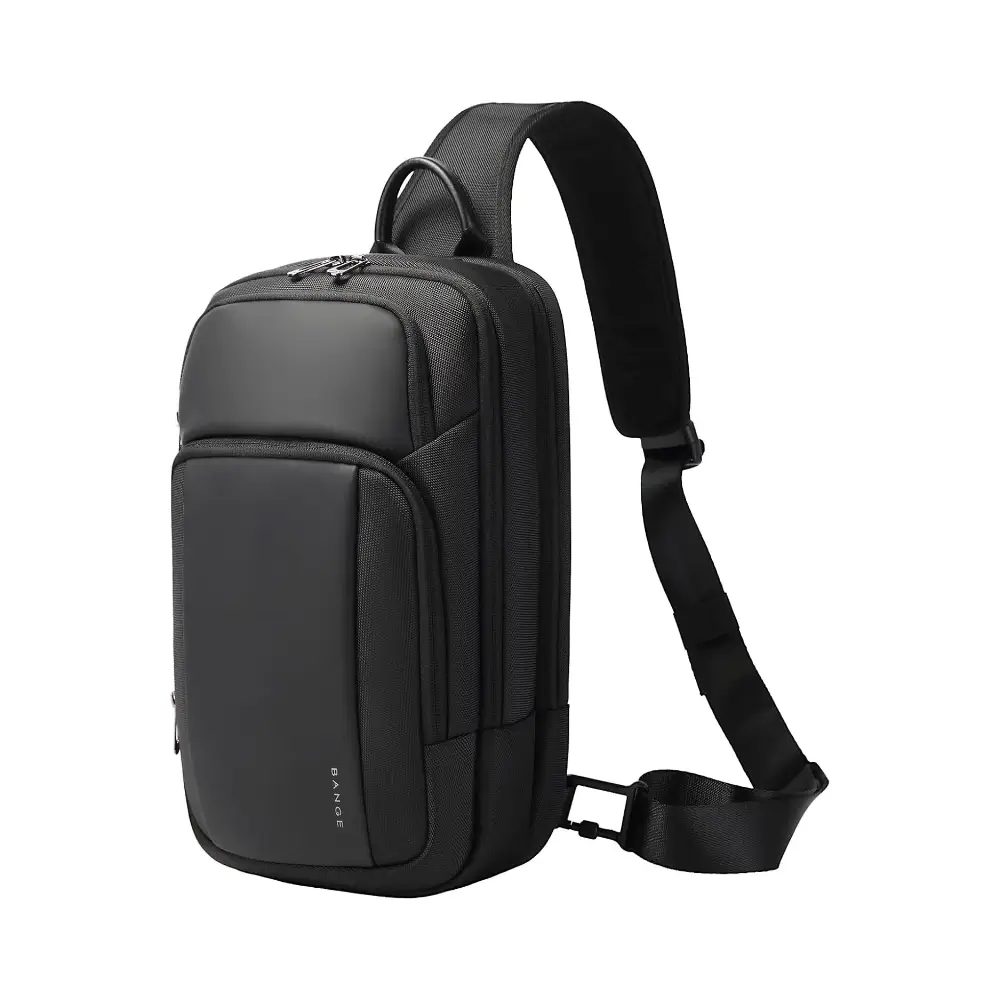 Bange BG 77202 Black Crossbody Sling Bag Front View Bange BG 77202 Black Crossbody Sling Bag Front View