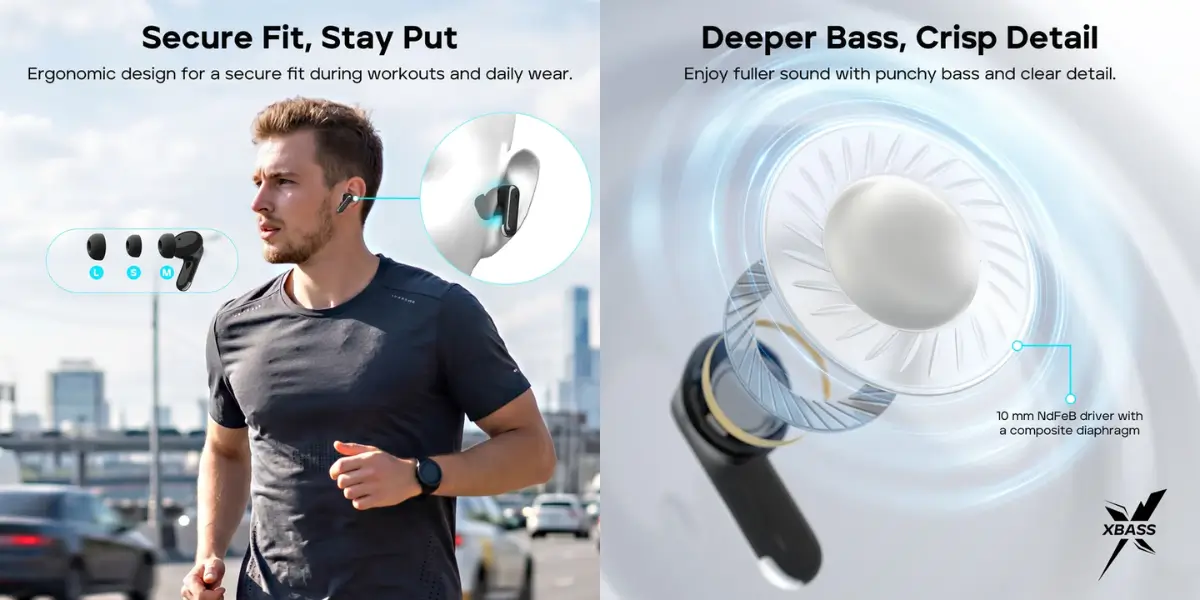 TRIBIT Flybuds C3 45dB Hybrid ANC Earbuds