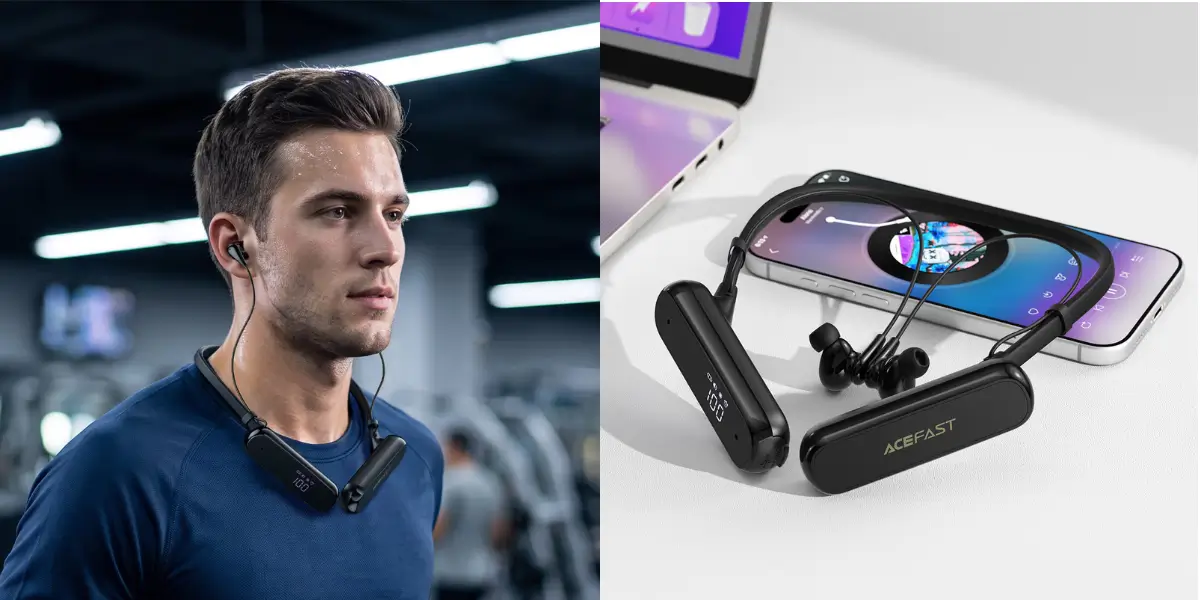 Acefast N13 Neckband Earphones Size Comparison Hand