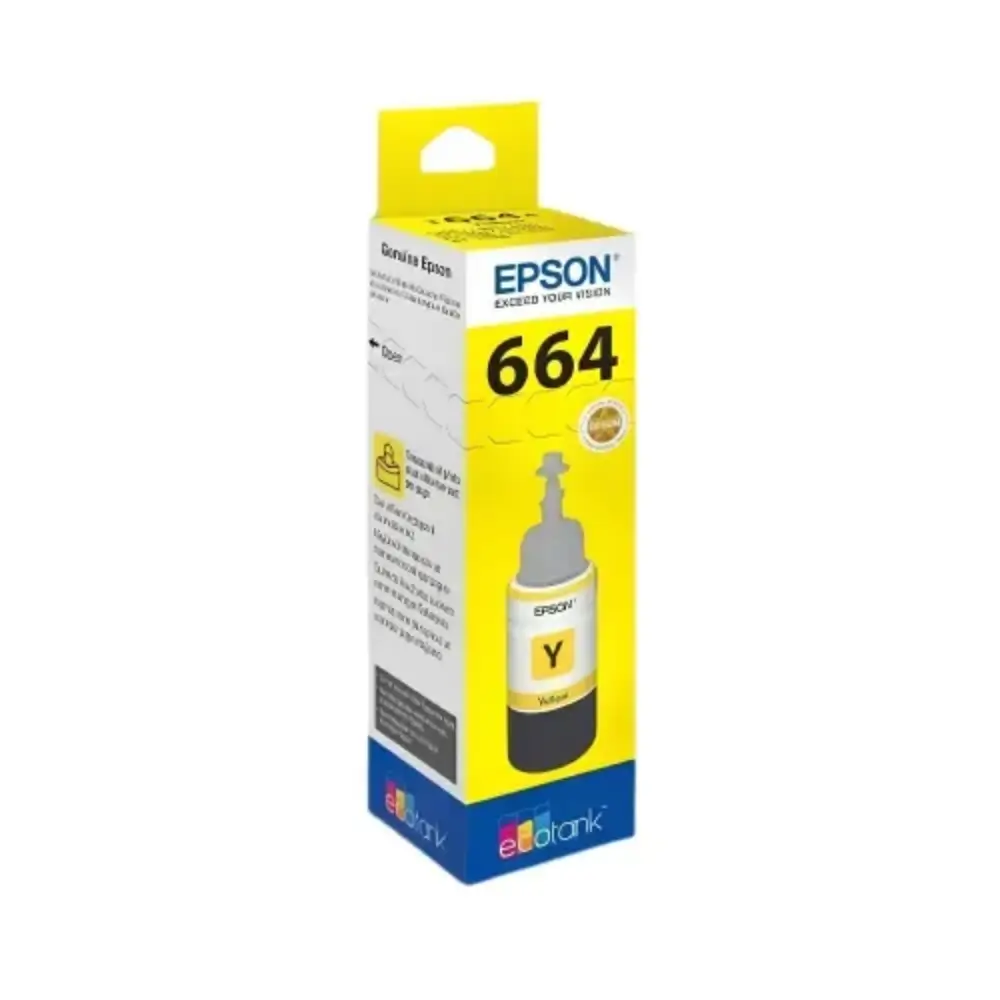 EPSON 664 Yellow Ink Bottle 70ml Front View EPSON 664 Yellow Ink Bottle 70ml Front View