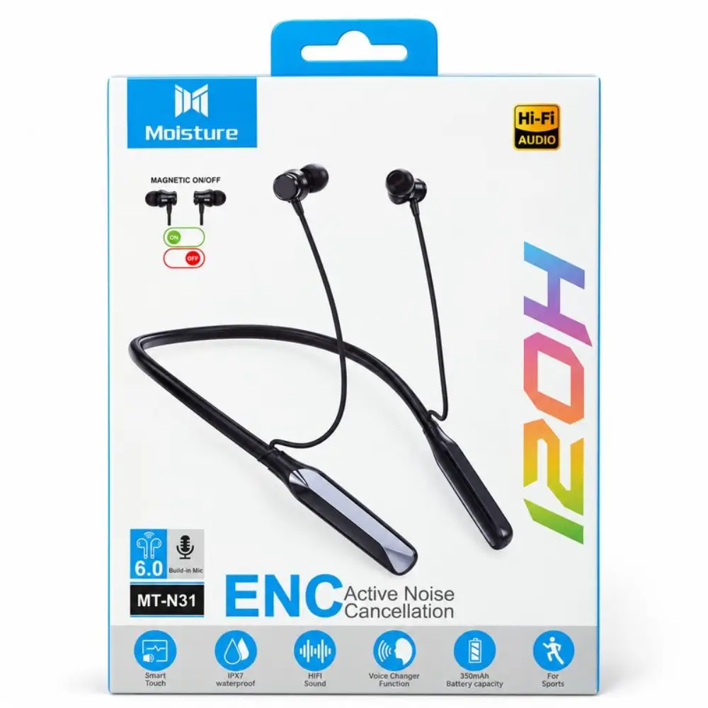 Moisture Mt N31 ENC Neckband Earphone Front View Moisture Mt N31 ENC Neckband Earphone Front View