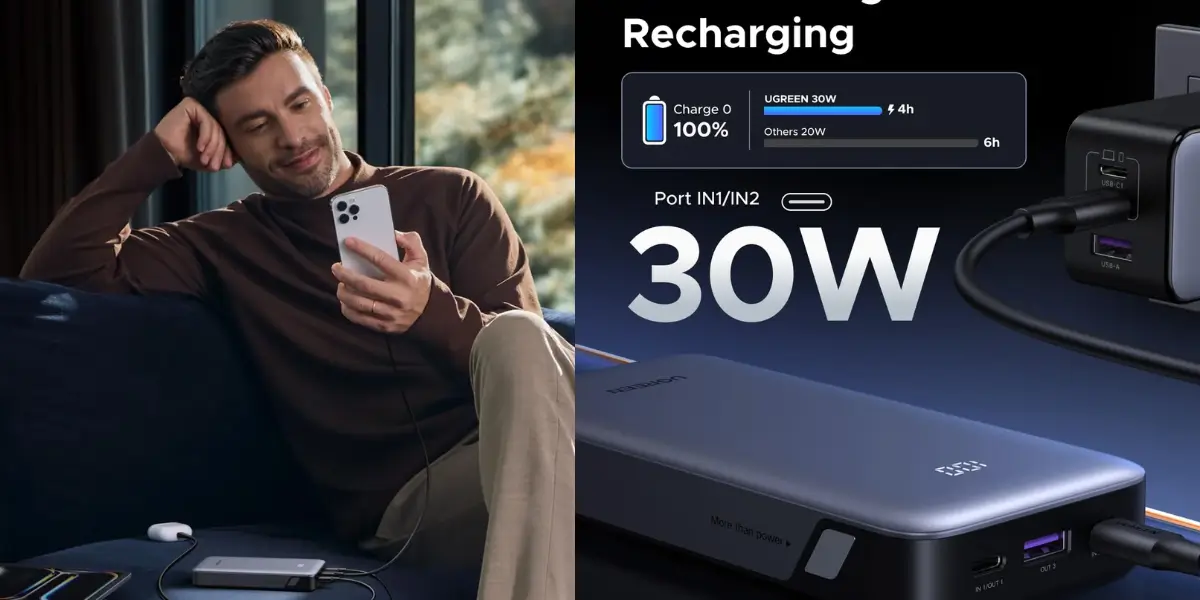 UGREEN PB528 Power Bank Digital Display Battery Percentage
